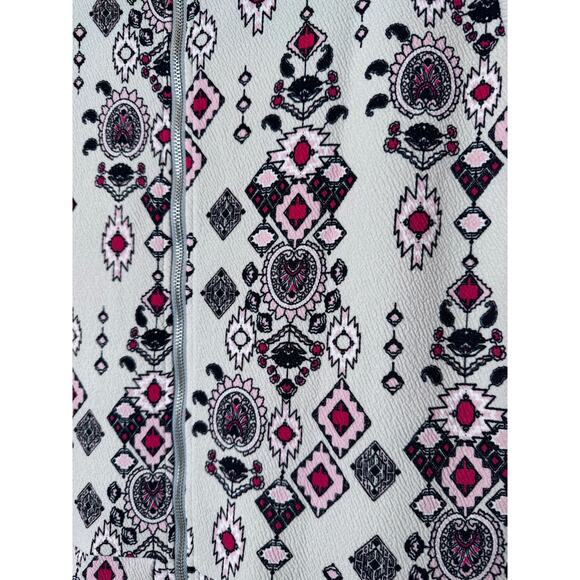 LuLaRoe Amelia Dress XL Aztec Stretch Short Sleeve Cream Pockets - Picture 5 of 6